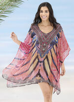 Laurina Tunika mit Schmucksteinchen, leicht transparent, 