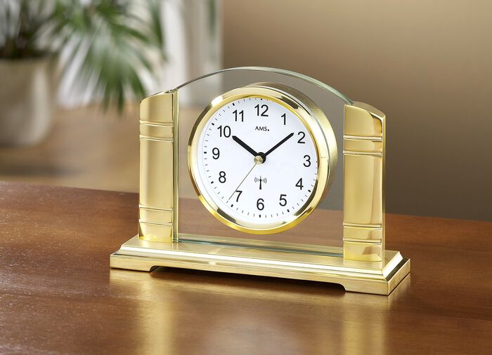 Tischuhr mit Mineralglas-Rückwand GOLD