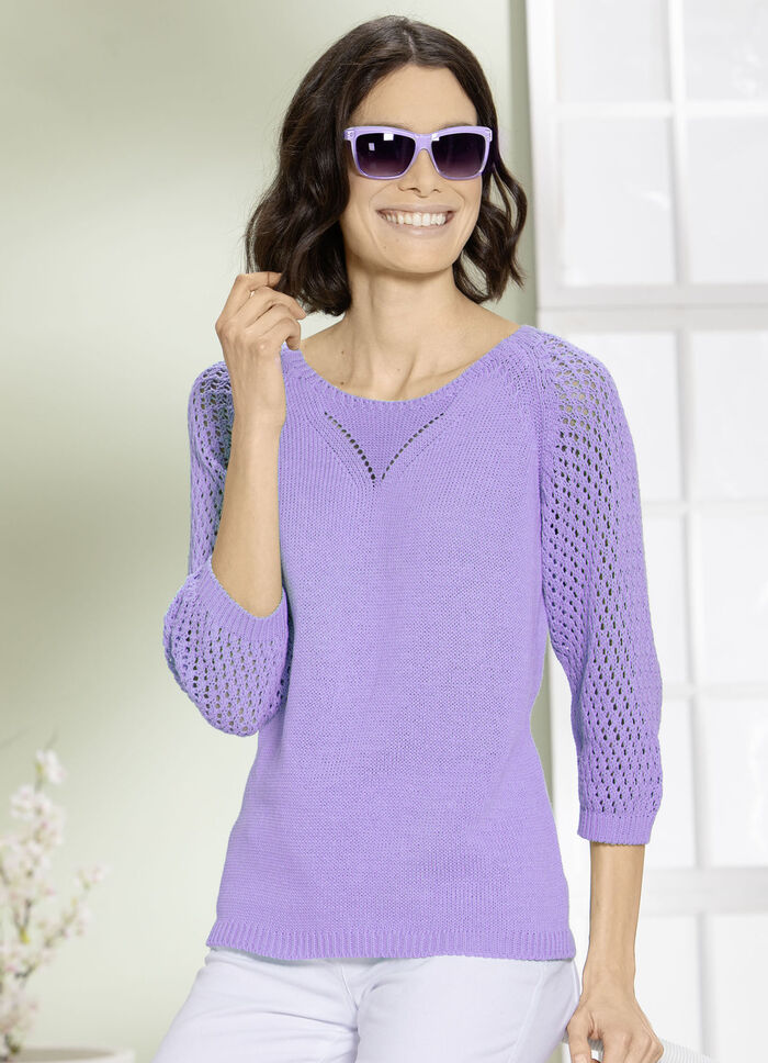 Pullover mit Ajourmuster FLIEDER
