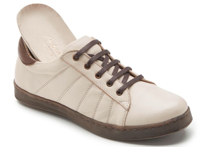 Andrea Conti Schn&uuml;r-Sneaker mit r&uuml;ckw&auml;rtigem Kontrast-Besatz BEIGE