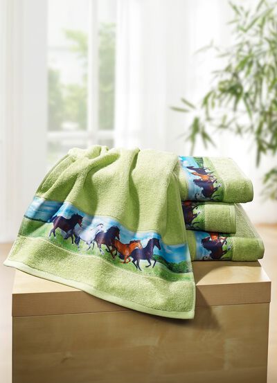 Frottier-Serie mit besonders hochwertig gearbeiteter, bedruckter Bordüre 