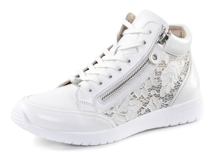 ELENA EDEN Schnür-Bootie mit Blumenmuster in Spitzenoptik WEISS