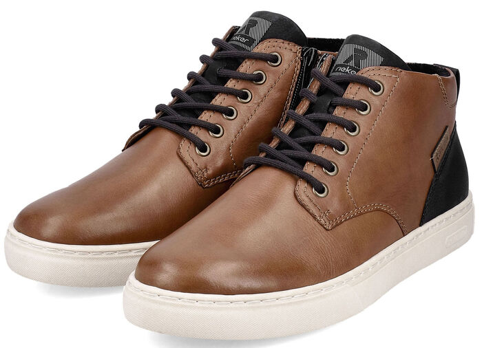 Rieker Schn&uuml;r-Boot aus schattiertem Nappaleder BRAUN-SCHWARZ