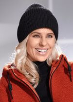 Trendige Damen-M&uuml;tze, mit Umschlag SCHWARZ