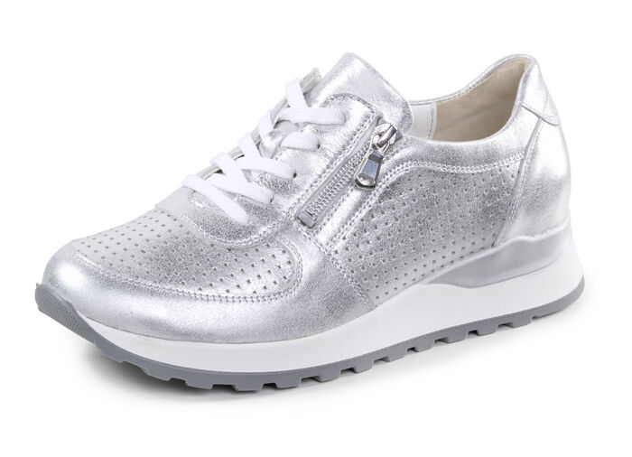 Waldläufer Schnür-Sneaker aus Nappaleder SILBER