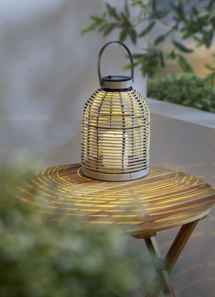 LED-Solar-Korbleuchte GRAU