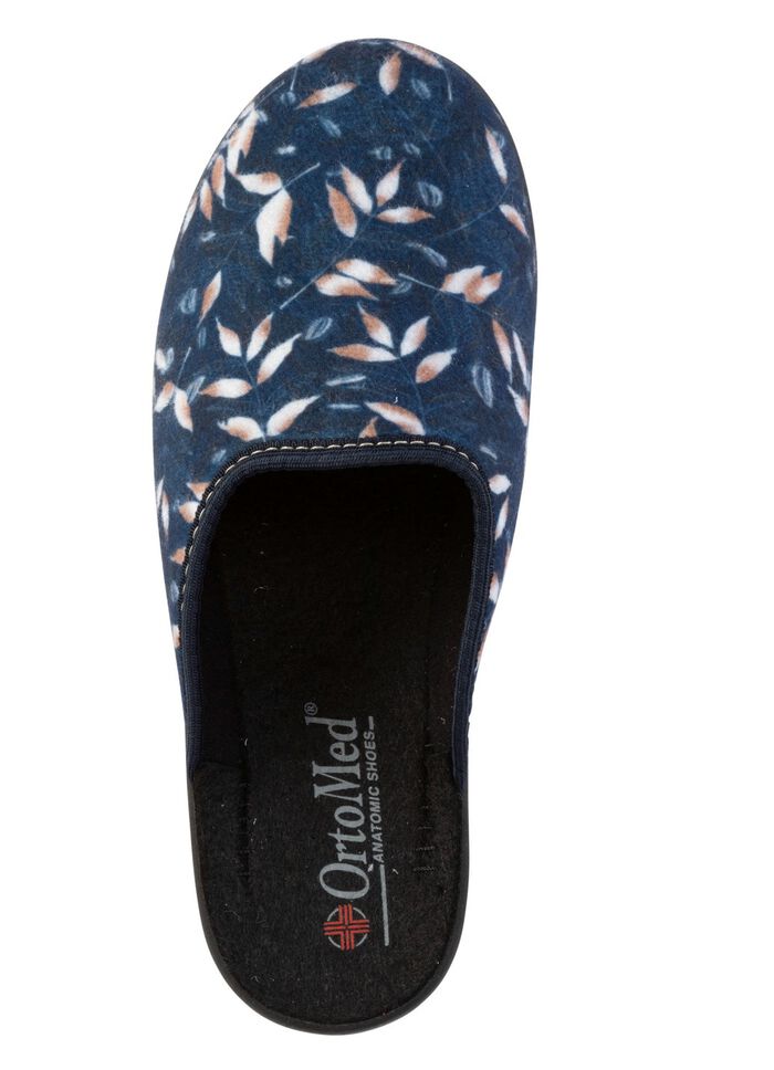 Zweierpack Pantoffeln aus samtig, weichem, bedrucktem Textilmaterial 1X BLAU, 1X BORDEAUX