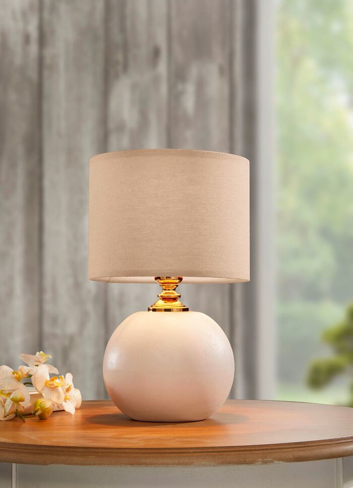 Keramik-Tischlampe mit Textillampenschirm 