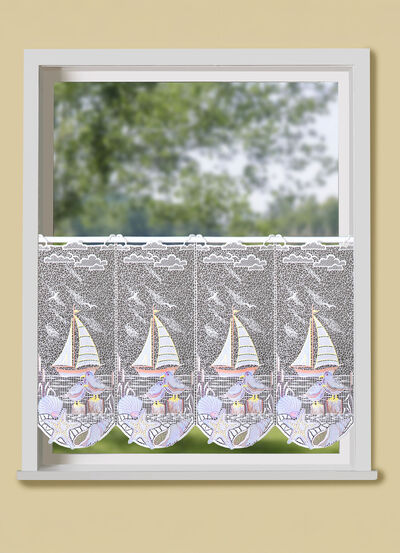 Maritimer Kurzstore mit Plauener Stickerei - 
