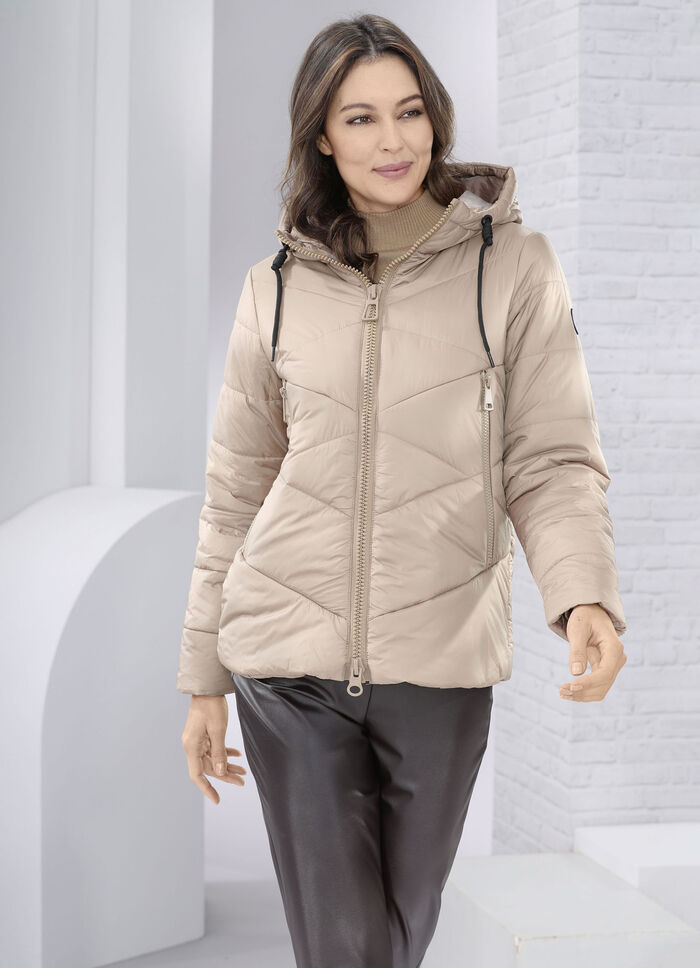 Jacke mit fester Kapuze GOLDBEIGE