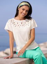 Pullover in Materialmix mit Spitze 