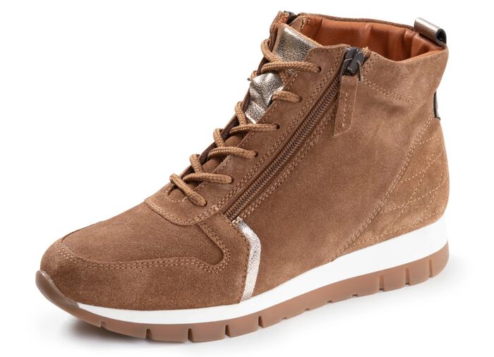 ELENA EDEN, gef&uuml;tterte Damen-Boots, Winterschuhe, Weite G, mit herausnehmbarem Fussbett COGNAC