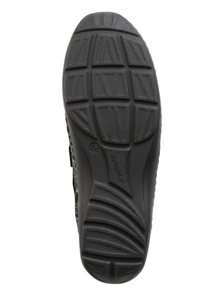 Waldläufer, bequeme Damen-Slipper, Weite H, mit herausnehmbarem Fussbett SCHWARZ-BUNT