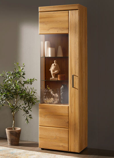 Vitrinenserie mit Türen und Schubladen mit Softclose  Vitrinenserie mit Türen und Schubladen mit Softclose