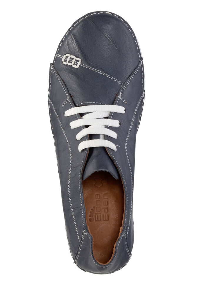 ELENA EDEN Schnürschuh mit Knitter-Struktur und Zier-Nähten MARINE