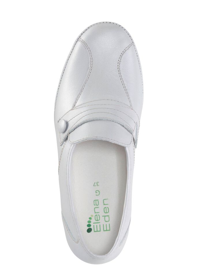 ELENA EDEN Slipper mit Zier-Knopf und Elastikeinsatz PERLGRAU