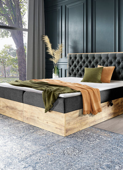 Boxspringbett mit Bettkasten und Topper, , large