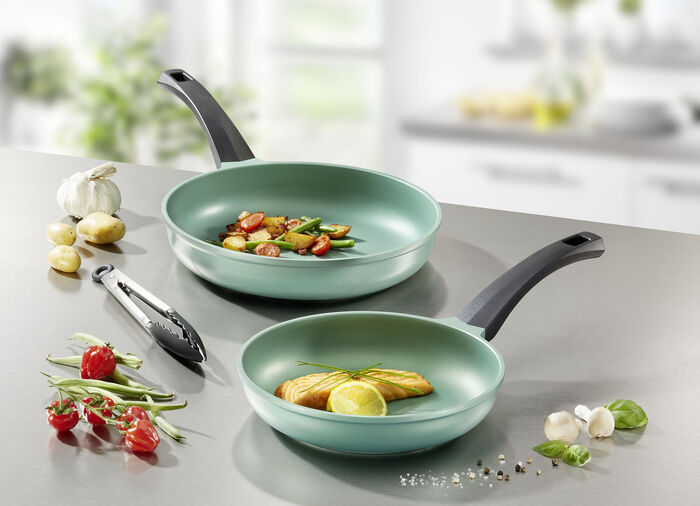 „GSW“ Pfannen-Set „Rainbow“ aus hochwertigem Aluminiumguss GRÜN
