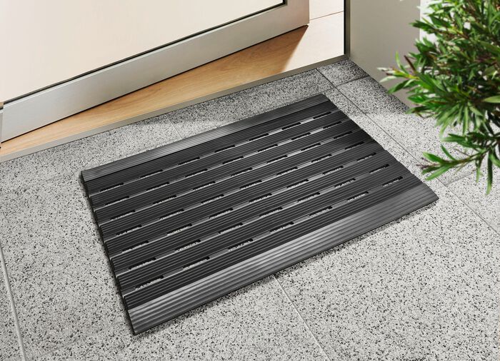 Wetterfeste Fussmatte aus Gummi SCHWARZ