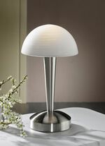 Tischlampe aus Metall und Glas mit Leuchtmittel 