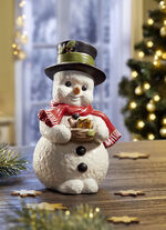 Schneemann aus Feinsteingut von Hand gefertigt und bemalt, 