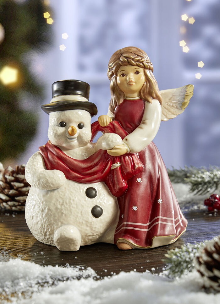 Engel mit Schneemann von Goebel BORDEAUX