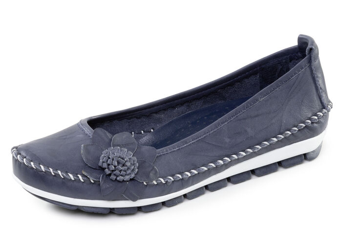Gemini, schicke Damen-Ballerinas, Weite G, mit herausnehmbarem Fussbett MARINE
