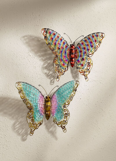 Wanddeko Schmetterling aus Metall, 2er Set 