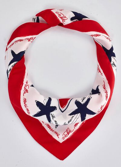 Nickituch mit blauen Seesternen 