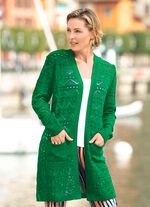 Long-Strickjacke mit Ajourdessin 