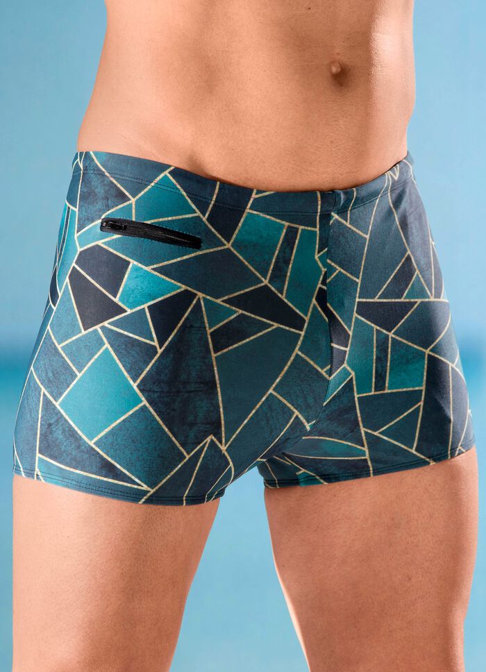 Badehose in h&ouml;herer Kastenform mit Rei&szlig;verschlusstasche 