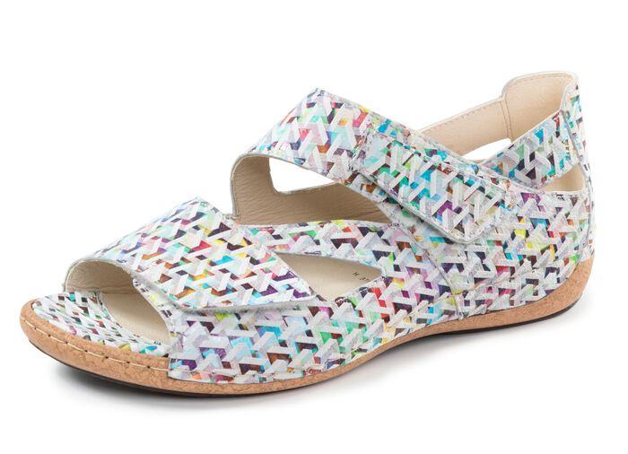 Waldl&auml;ufer Sandale aus effektvoll bedrucktem Nubukleder 