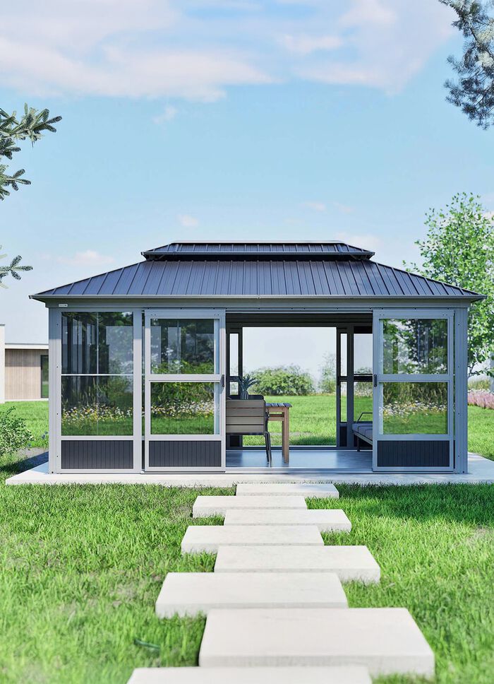 Pavillon Olan aus pulverbeschichtetem Aluminium 