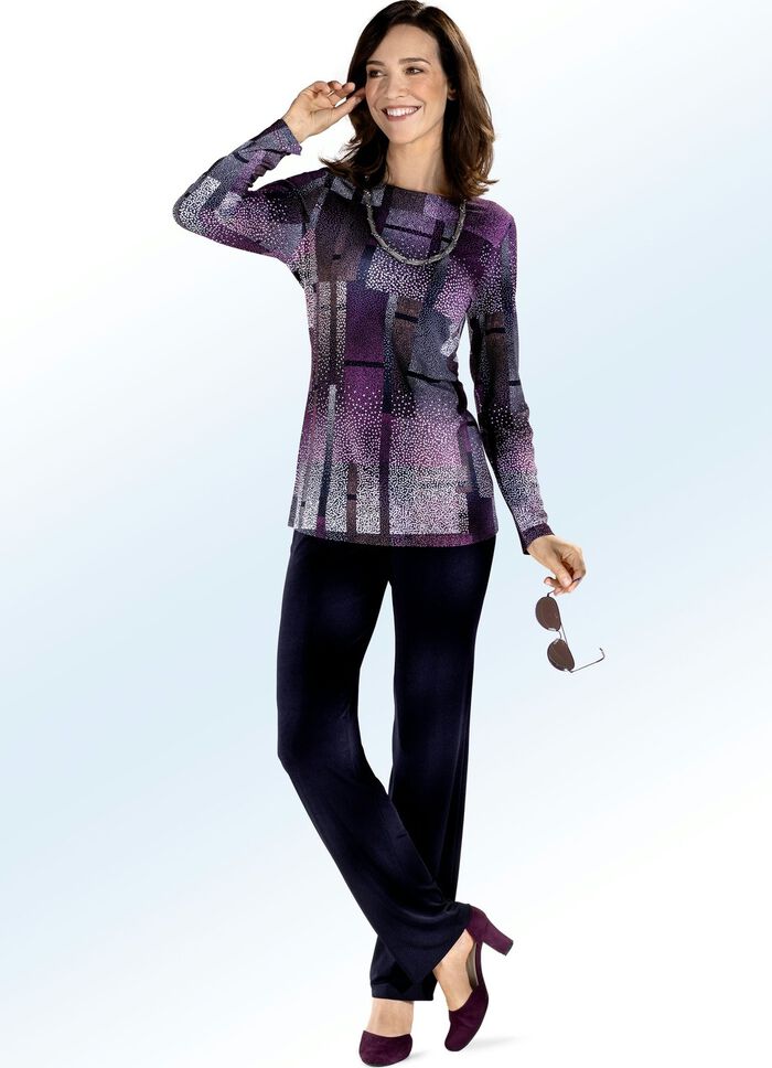 Shirt mit farbbrillantem Inkjet-Druck in 2 Farben BEERE-BUNT