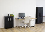 Geräteschrank Garage mit Holzlamellen-Effekt SCHWARZ
