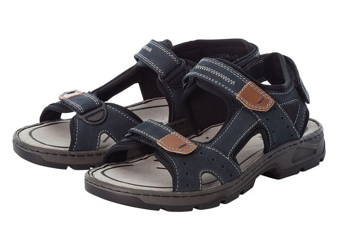 Rieker, klassische Herren-Trekkingsandalen, aus Leder DUNKELBLAU