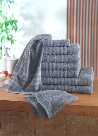 Frottier-Set, 10-teilig, mit Bord&uuml;re und Kordelaufh&auml;nger 