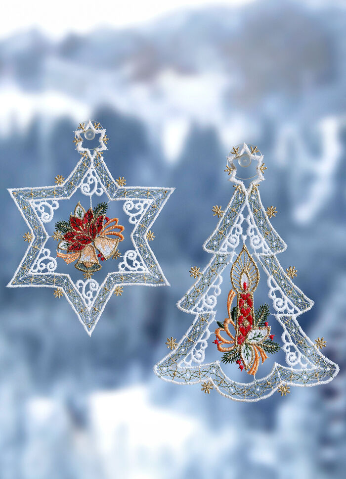 Fensterbild mit Weihnachtsbaum und Stern, 2er-Set 