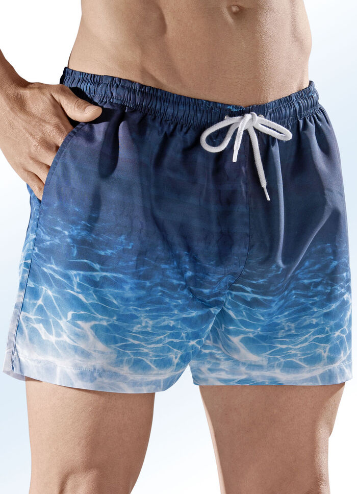 Badeshorts, Gesässtasche mit Klettverschluss, Microfaser 