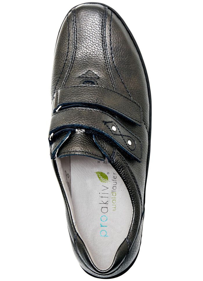 Waldl&auml;ufer, bequeme Damen-Slipper, Weite H, mit herausnehmbarem Fussbett ALTSILBER