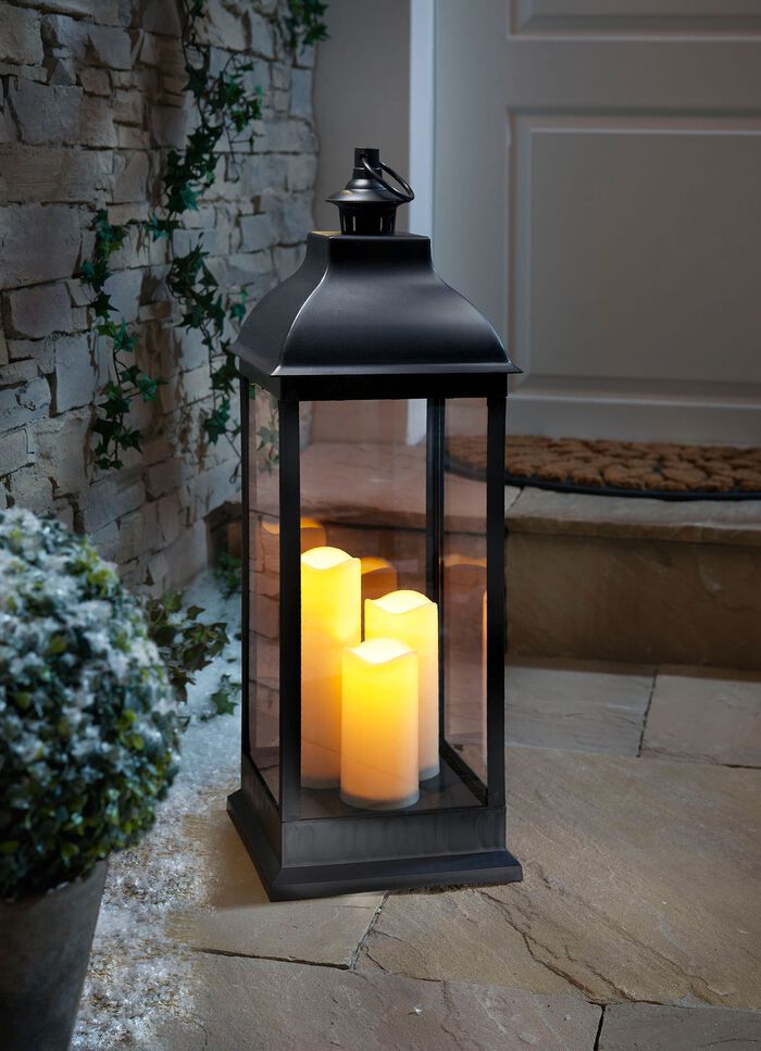Laterne mit 3 LED-Kerzen, 70cm 