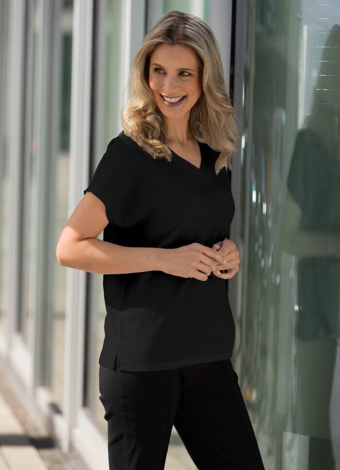 Shirt mit Seitenschlitzen in 2 Farben SCHWARZ