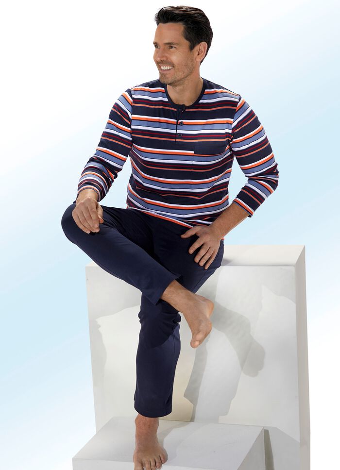 Zweierpack Pyjamas mit Knopfleiste und garngef&auml;rbtem Ringeldessin 