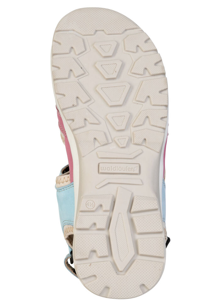 Waldläufer, bequeme Damen-Sandalen, Weite H, mit herausnehmbarem Fussbett PINK-ORANGE-BLAU