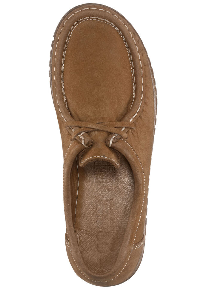 Mokassin-Schnürschuh aus Rind-Nubukleder BRAUN