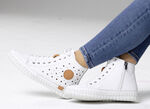 Gemini Schnür-Bootie mit luftiger Perforation und Lederapplikation WEISS