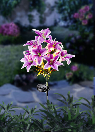Solarstecker Lilien mit LEDs 