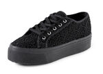 Schnürschuh mit Blüten-Stickerei in Spitzenoptik SCHWARZ