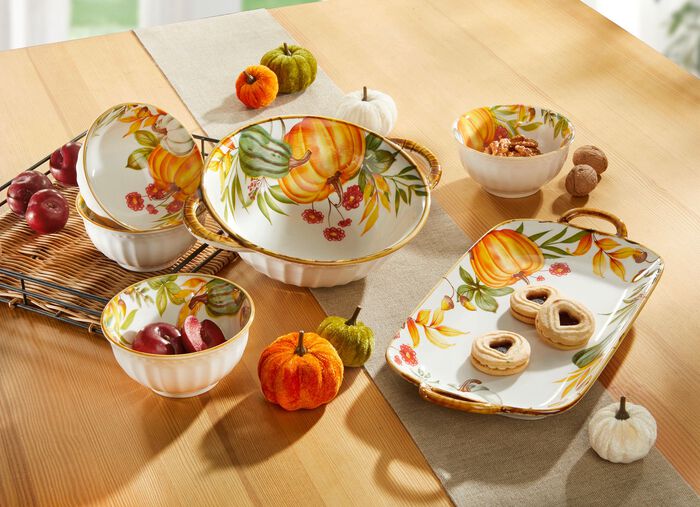 Herbstliches Porzellan-Set, 6-teilig 
