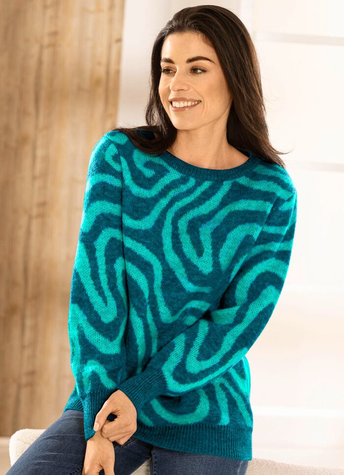 Pullover in Jacquard-Dessin PETROL-PAZIFIK